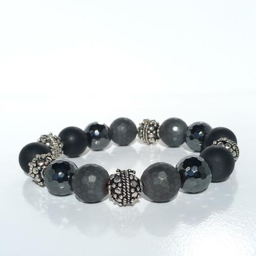 Silver/Onyx/Tiger 7" Bracelet - BodyFactory