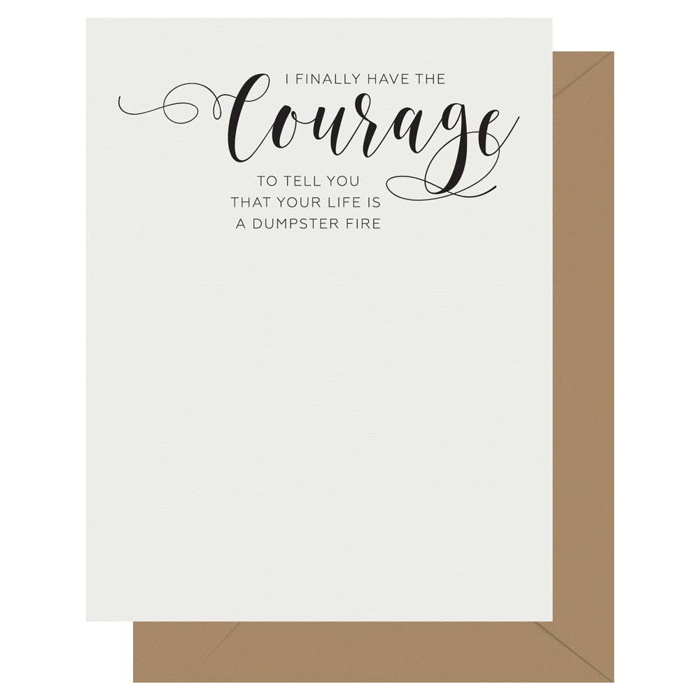 Crass Calligraphy Letterpress Greeting Card Courage - BodyFactory