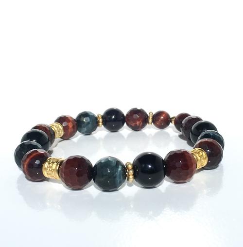 14 Kt Gold/Onyx/Tiger 7" Bracelet - BodyFactory