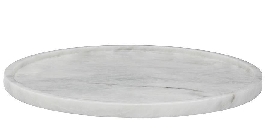 16" Round Place Tray Pearl White Marble - BodyFactory