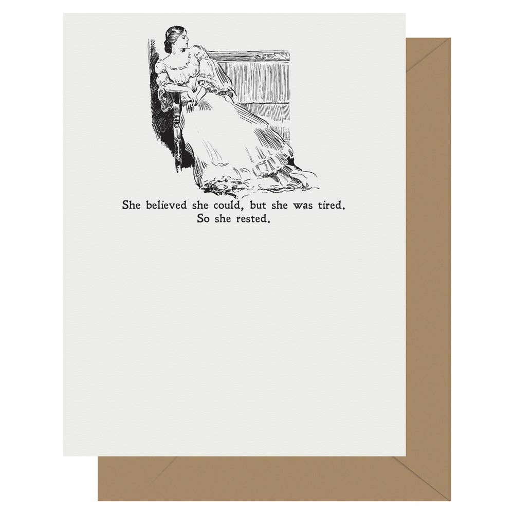 Gibson Girl She Rested Letterpress Greeting Card - BodyFactory