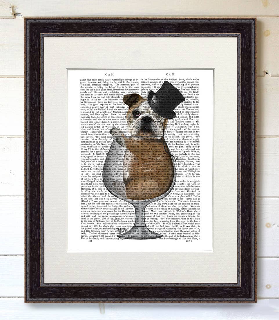 English Bulldog in Brandy Glass Art Print with Black Frame - BodyFactory