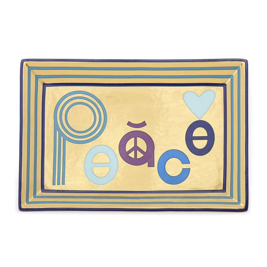 Rectangular Tray Peace Blue and Gold